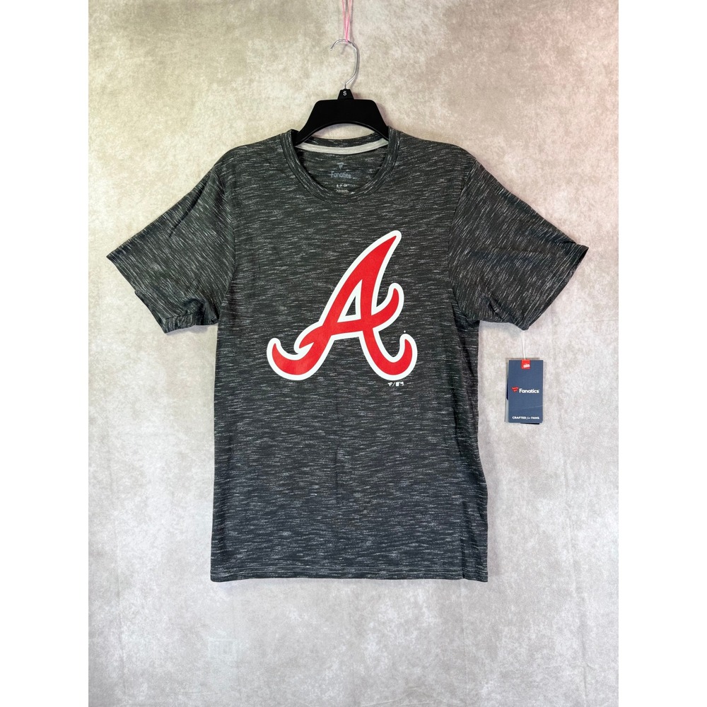 Atlanta Braves T-Shirt Men Small Gray Space Dye Fanatics MLB Logo SS GameDay